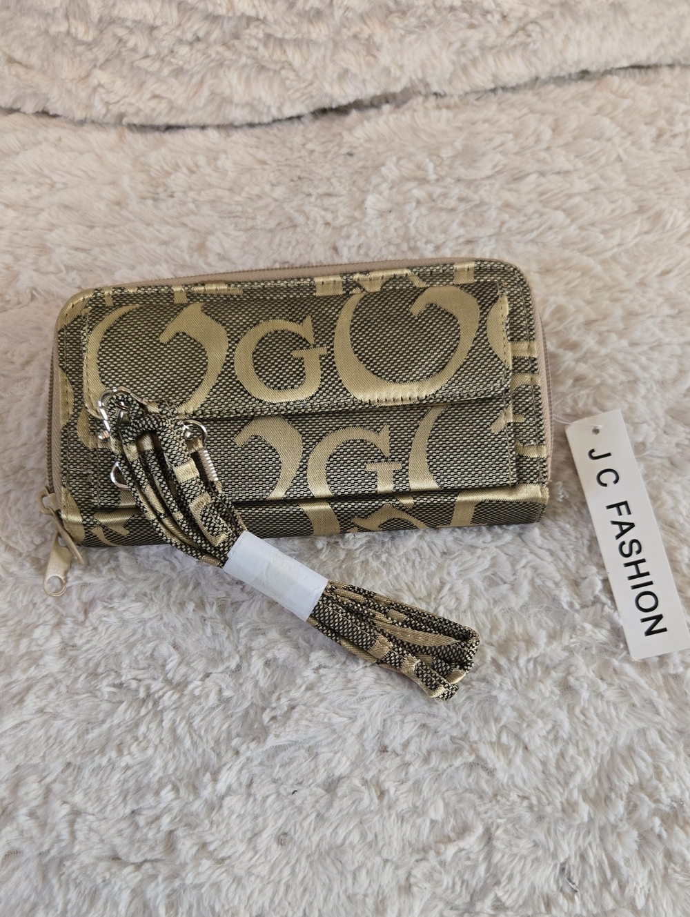 Metallic Gold Zip Wallet With Strap NWT